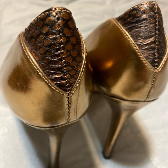 Sam Edelman Celia bronze snakeskin accent heels - Picture 7 of 13